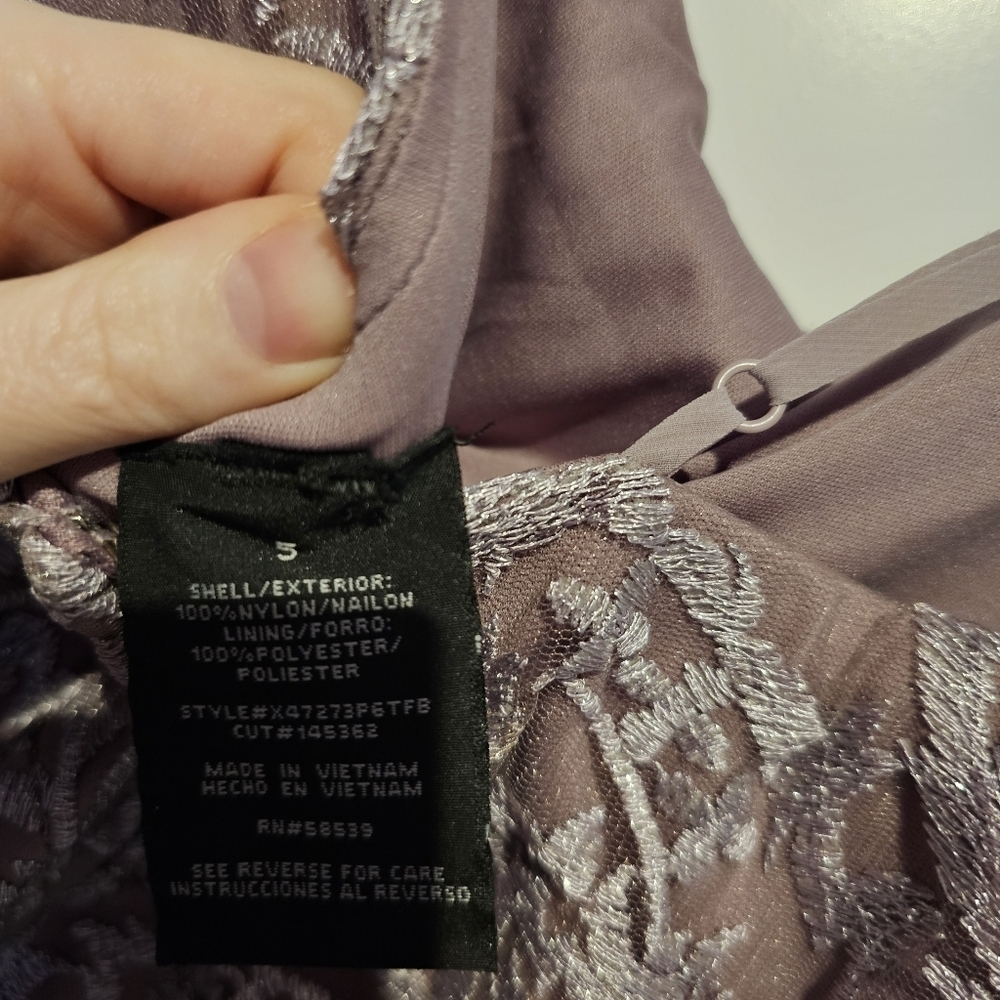 Windsor Purple Lace One Shoulder Gown - Picture 4 of 5